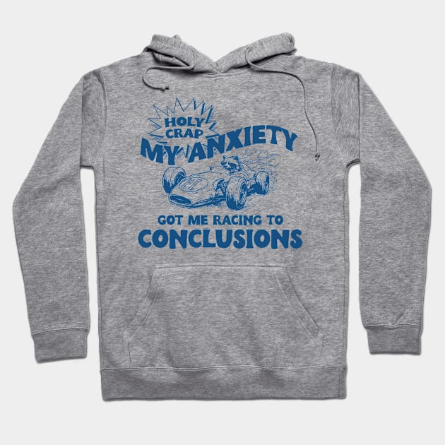 My Anxiety Got Me Racing To Conclusions Retro 90s T-Shirt, Raccoon Racing Graphic T-shirt, Funny Race T-Shirt, Vintage Animal Gag Hoodie by ILOVEY2K